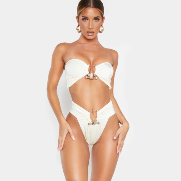 PLT Hammered Trim Bikini Set in Cream 4 - Picture 4 of 8